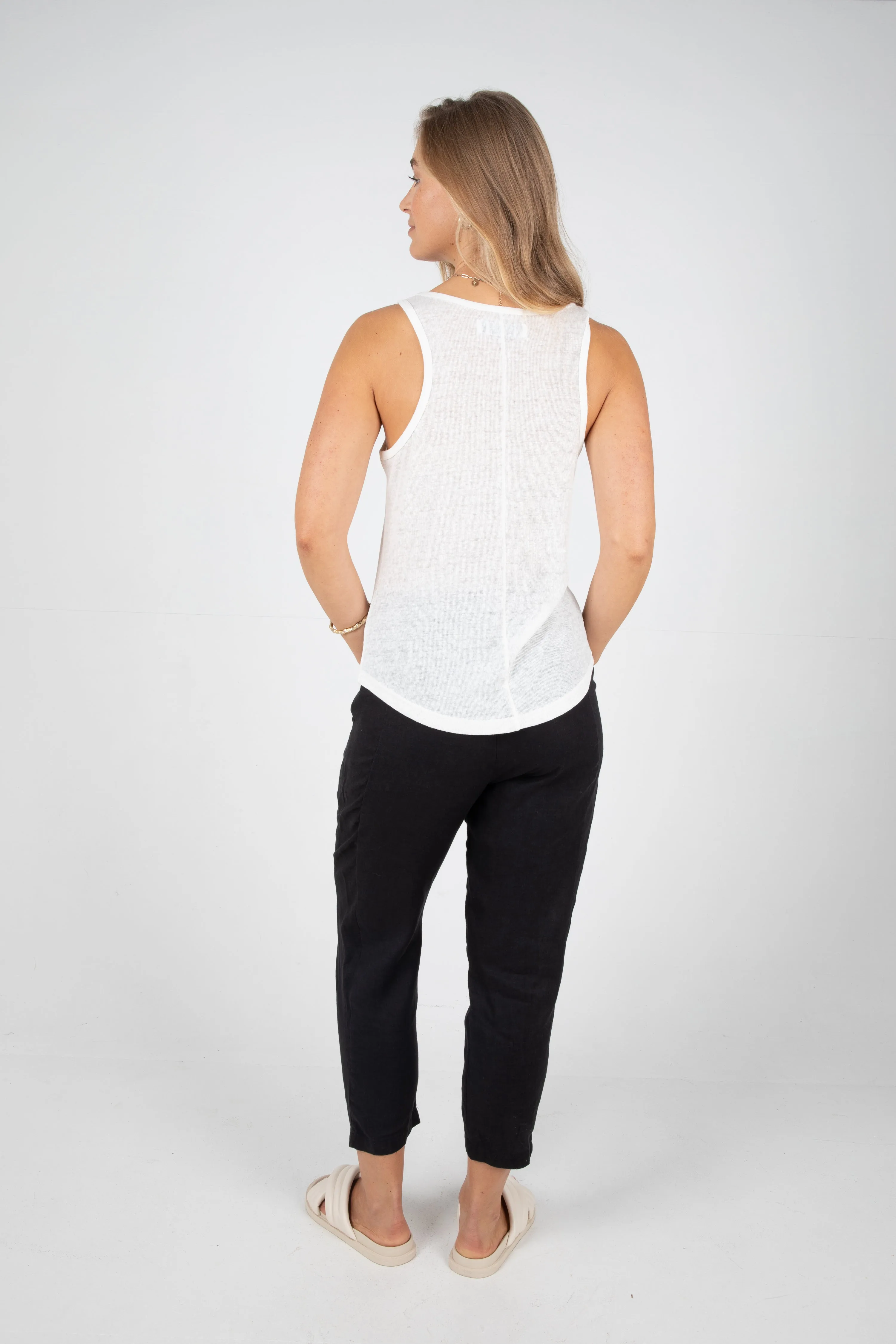 HARLOW LINEN SINGLET - WHITE