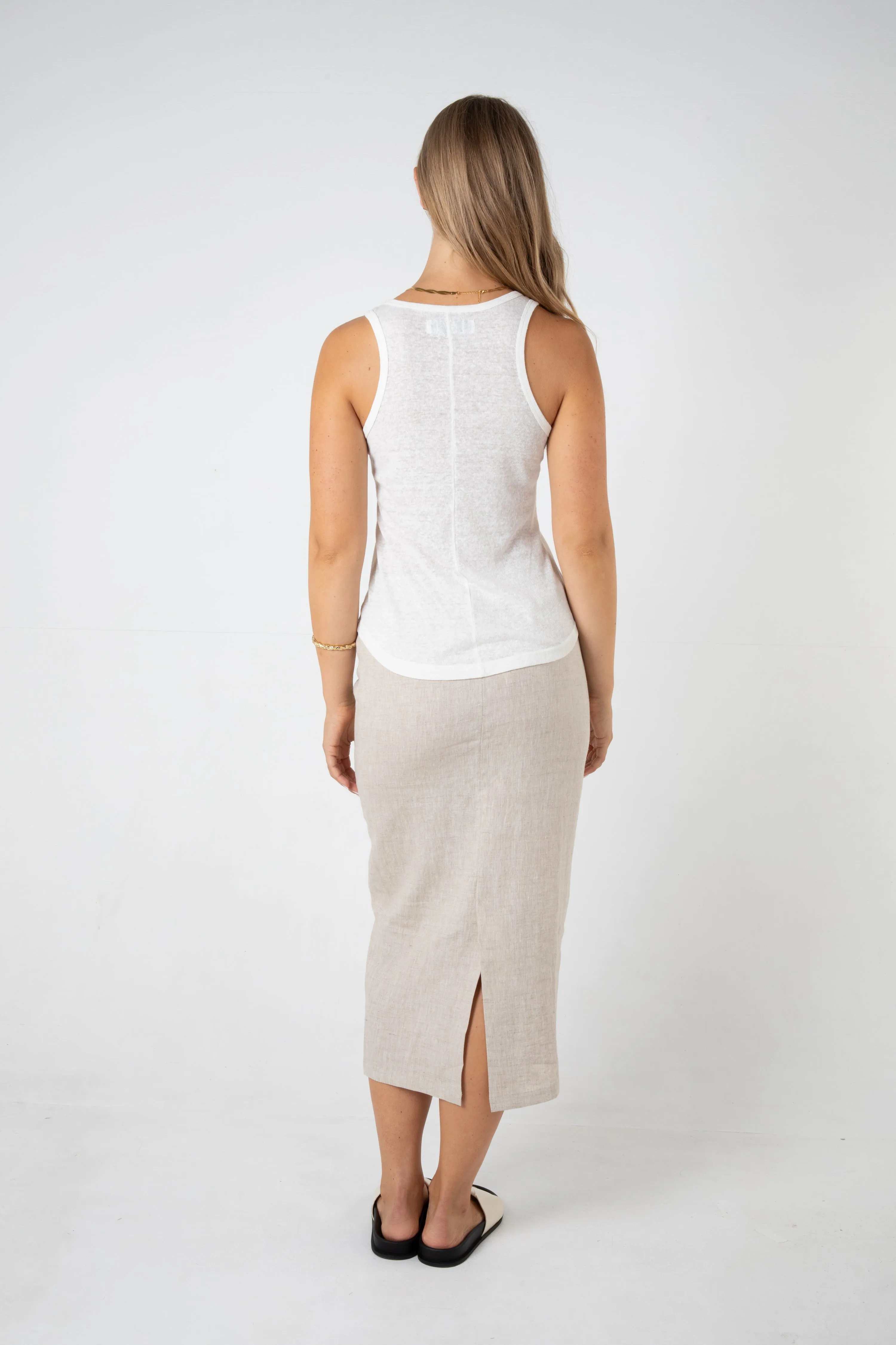 HARLOW LINEN SINGLET - WHITE