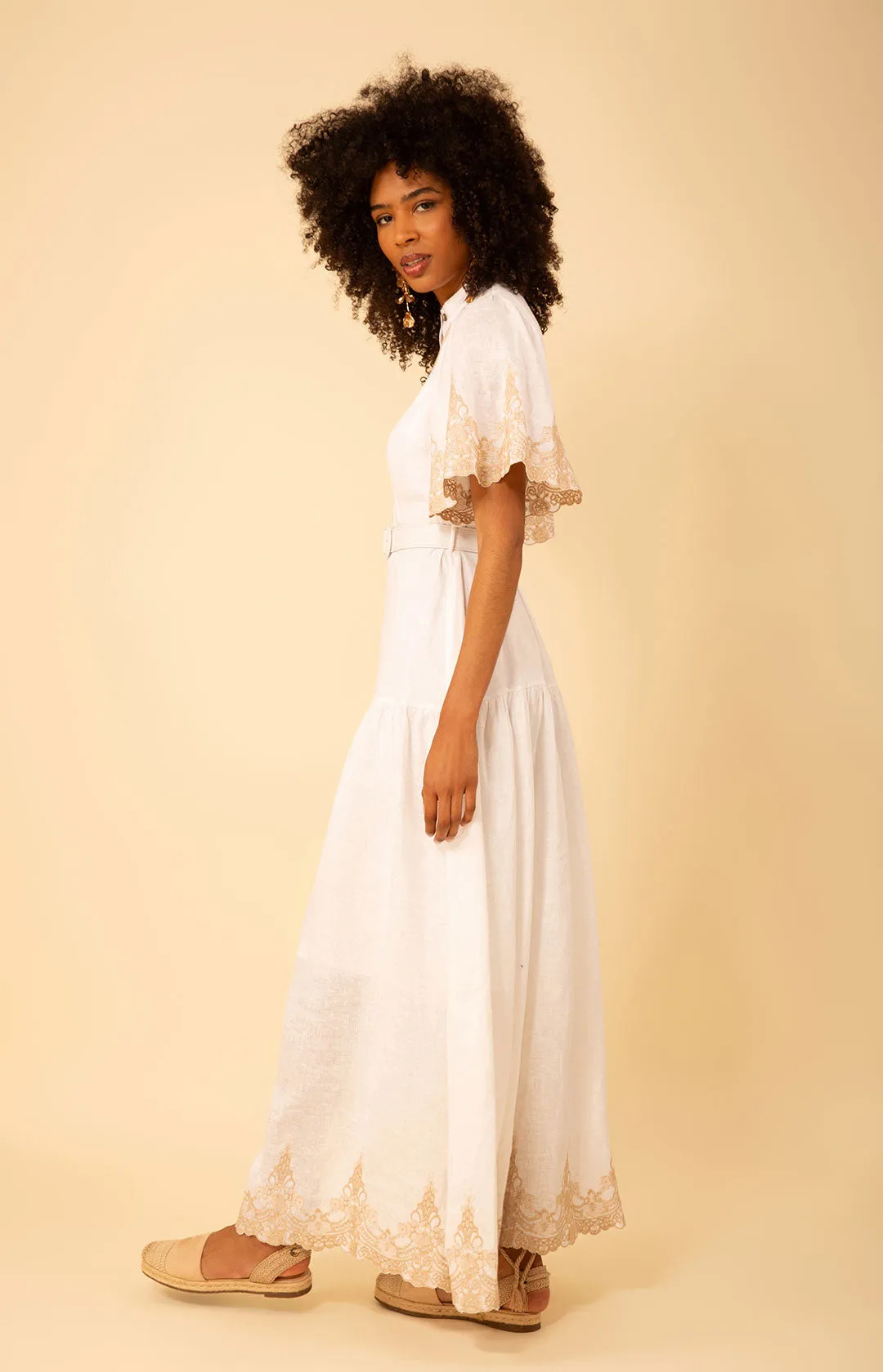 Haven Embroidered Linen Maxi Dress