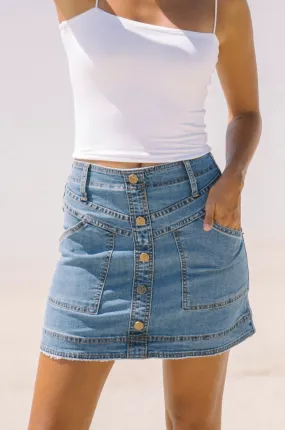 Hayden Blue Denim A-Line Mini Skirt