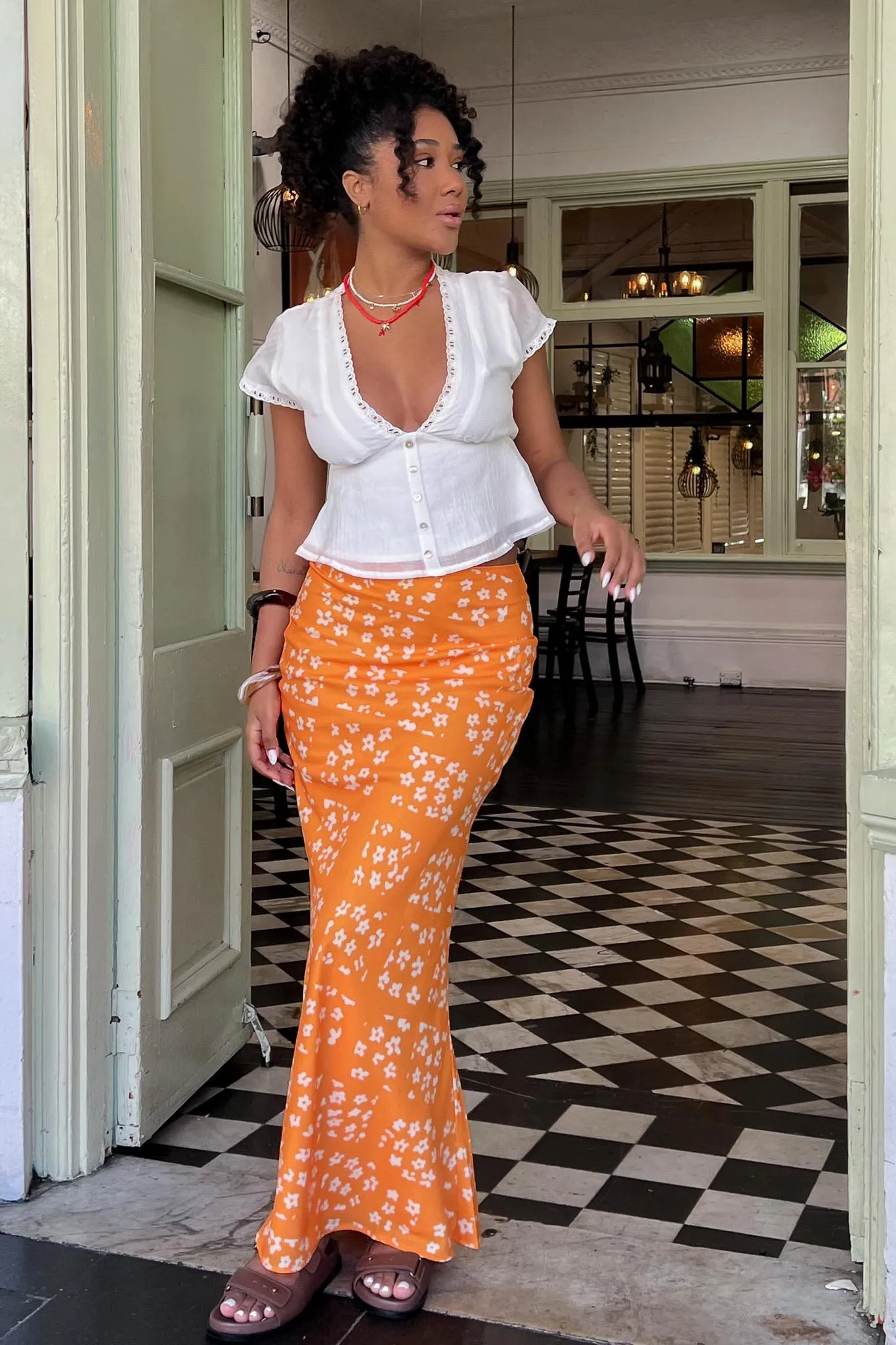 Heart & Soul Maxi Skirt Floral Orange