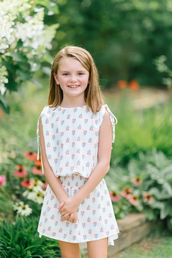 Helen Dress- White Block Print