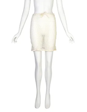 Helmut Lang Vintage 1998 Cream Cotton Fishnet Skirt