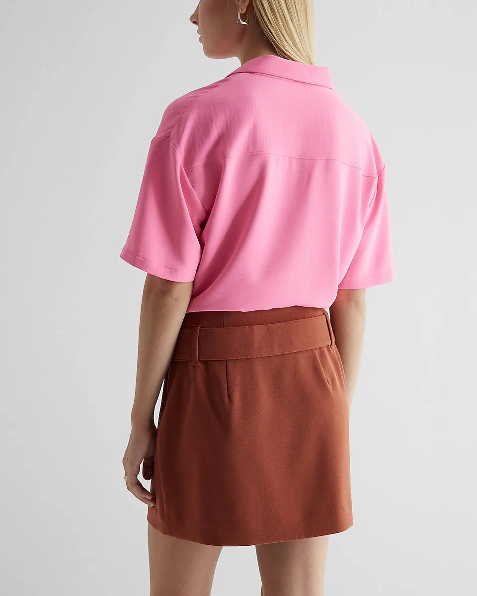 High Waisted Belted Mini Skirt in Bullion