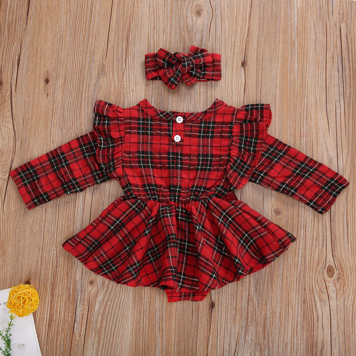 Holly Tartan Sleeved Romper Set