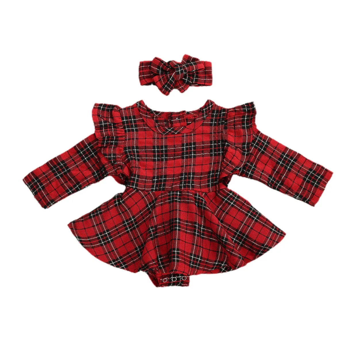 Holly Tartan Sleeved Romper Set