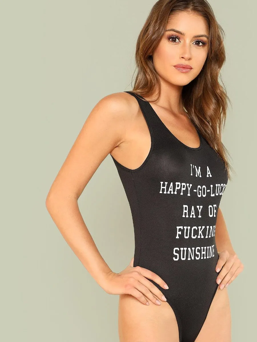 I’m a happy go lucky letter print bodysuit