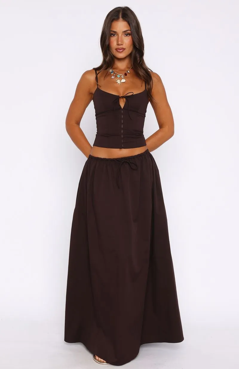 I'm Too Shy Maxi Skirt Chocolate