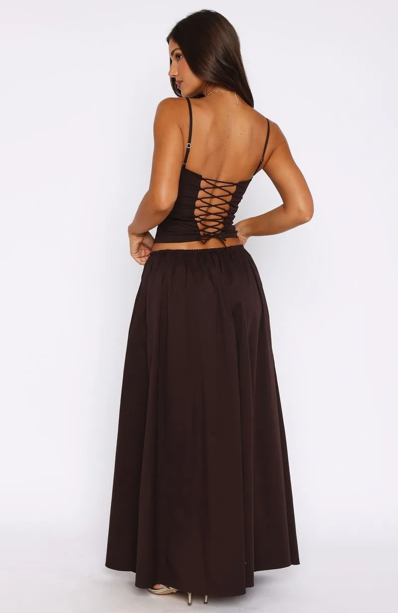 I'm Too Shy Maxi Skirt Chocolate