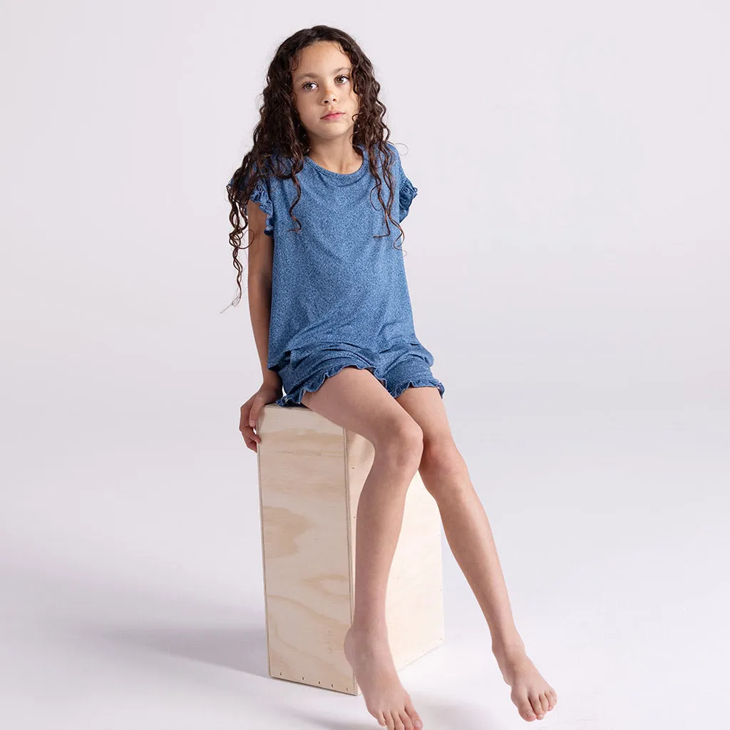 Indigo Denim Ruffled Tee