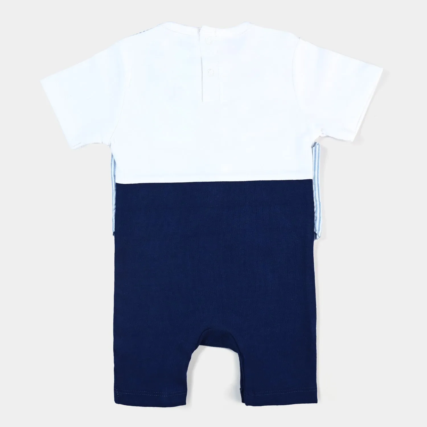 Infant Boys Cotton Interlock Knitted Romper Waist Coat Style-White