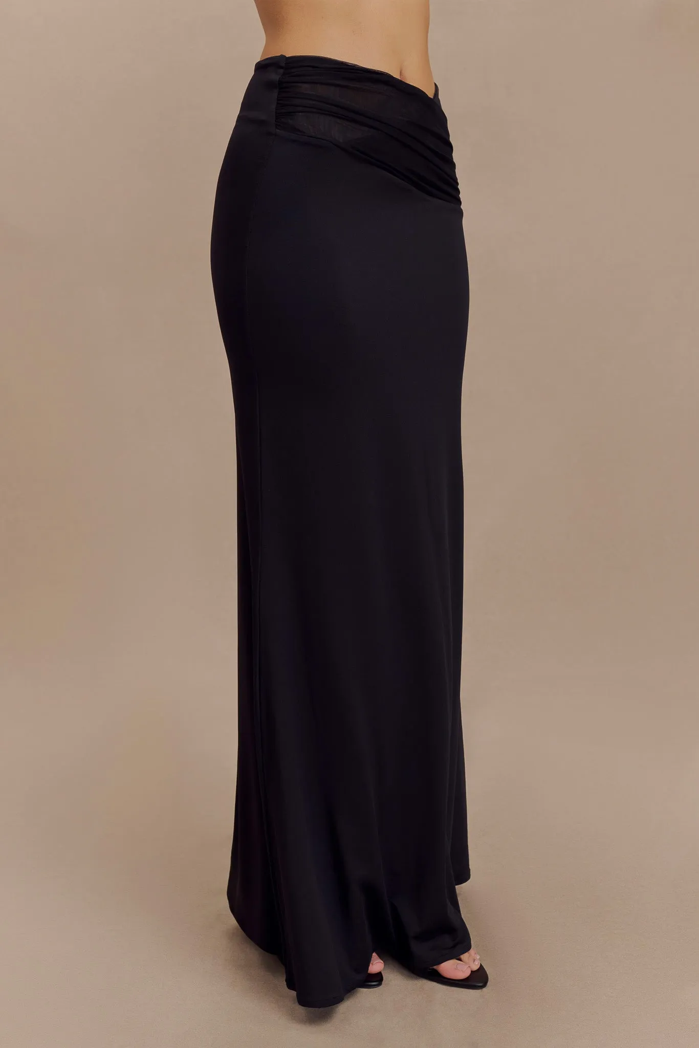 Jules Recycled Nylon And Mesh Maxi Skirt - Black