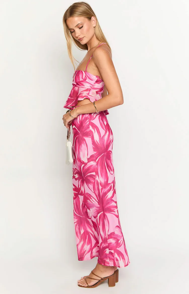 Karla Pink Floral Maxi Skirt