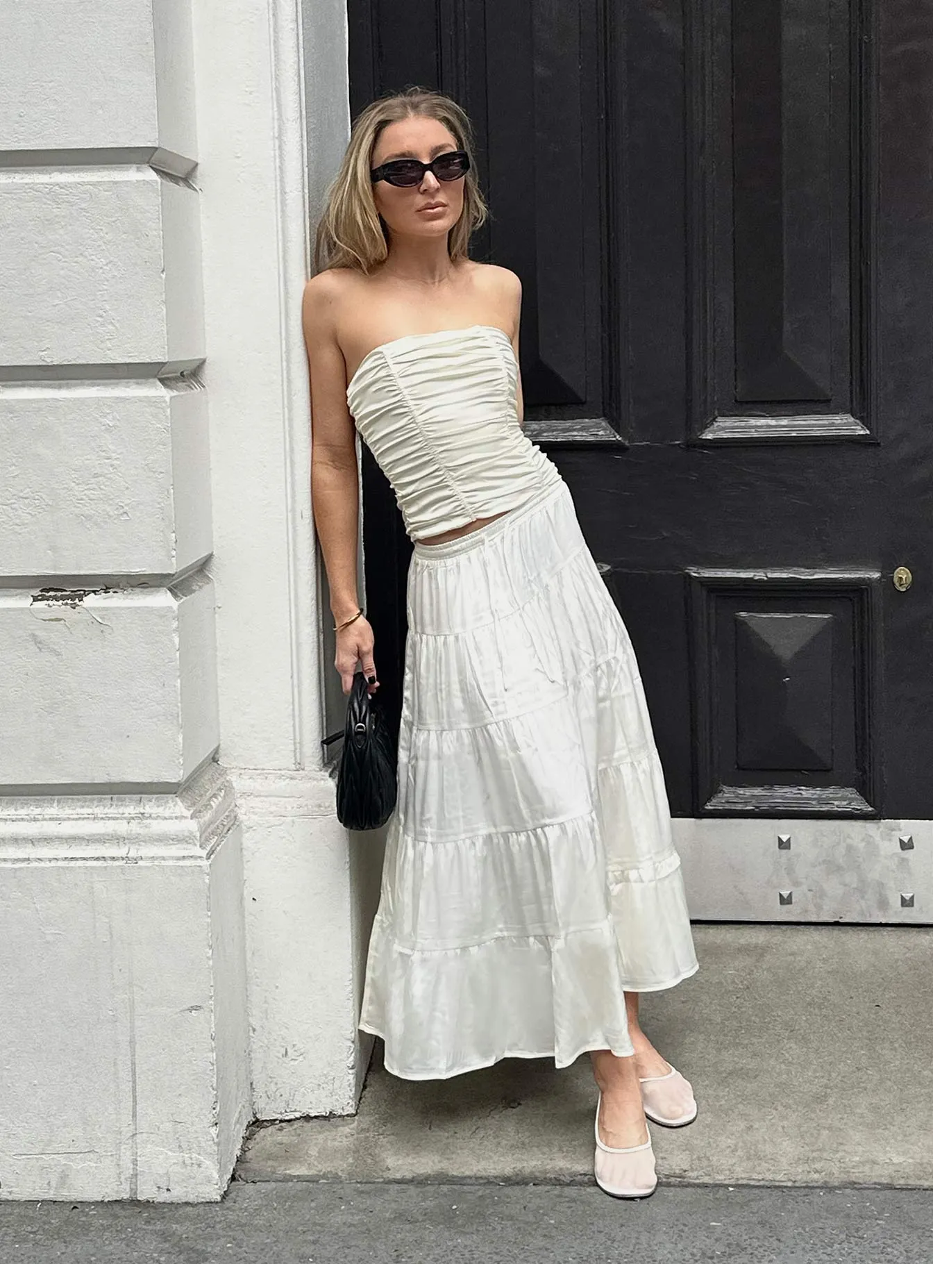 Keira Tiered Maxi Skirt Porcelain