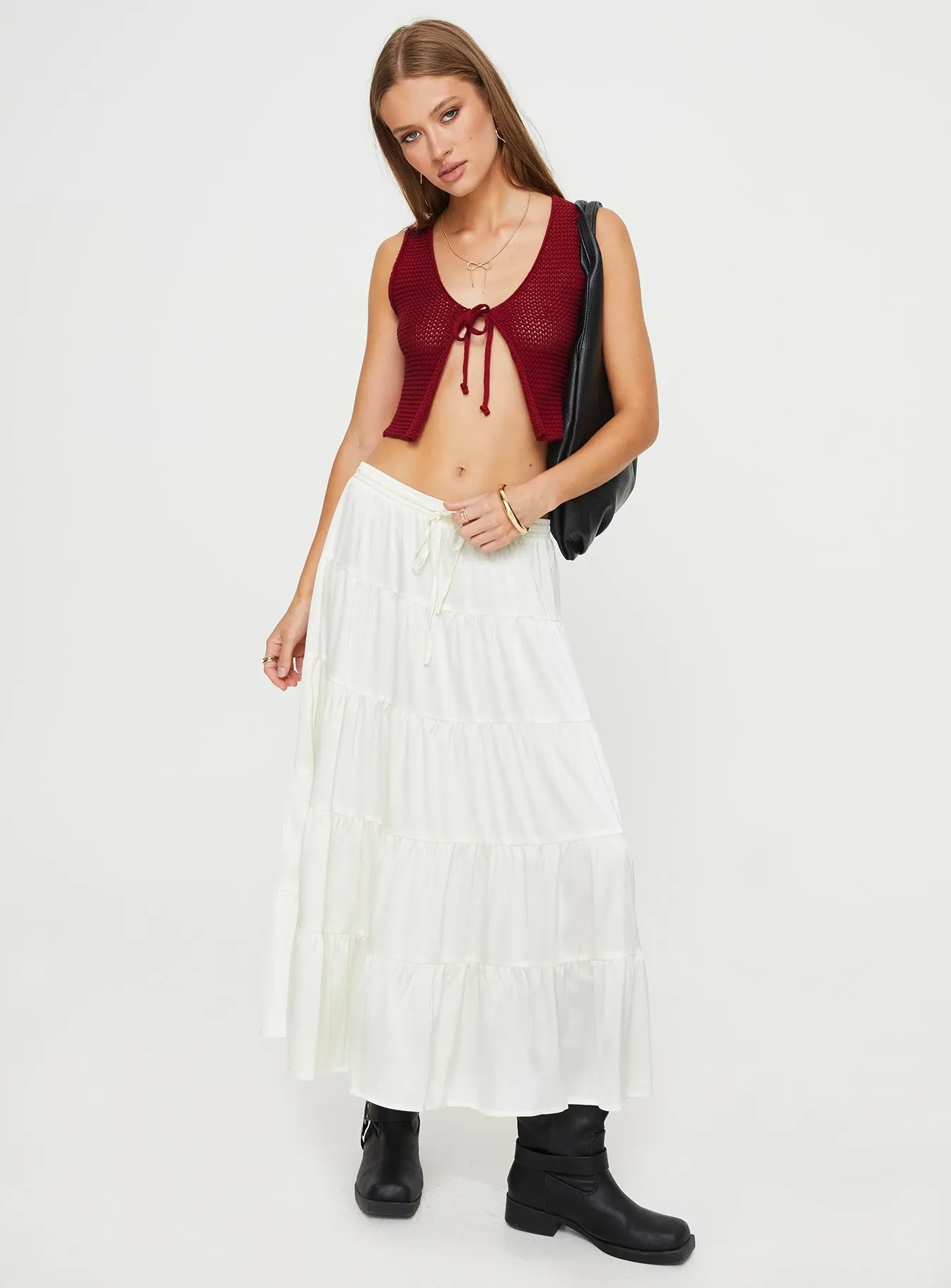 Keira Tiered Maxi Skirt Porcelain