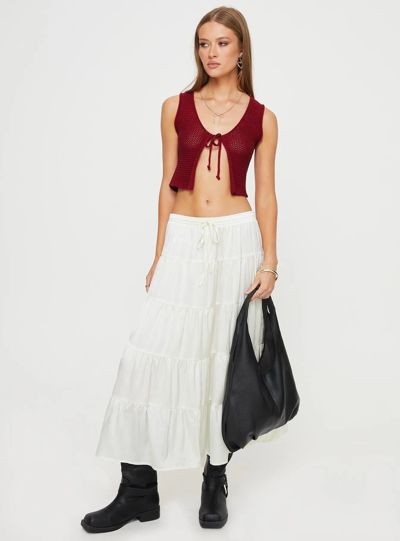 Keira Tiered Maxi Skirt Porcelain