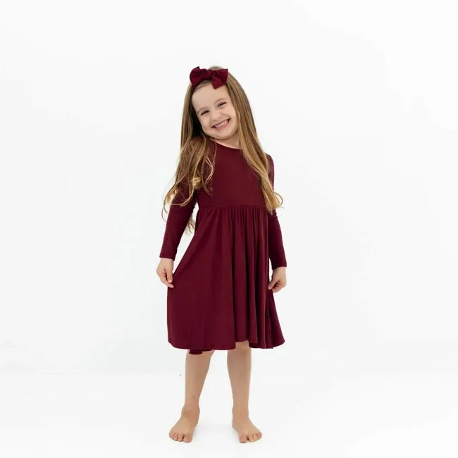 Kyte Baby Long Sleeve Twirl Dress in Burgundy