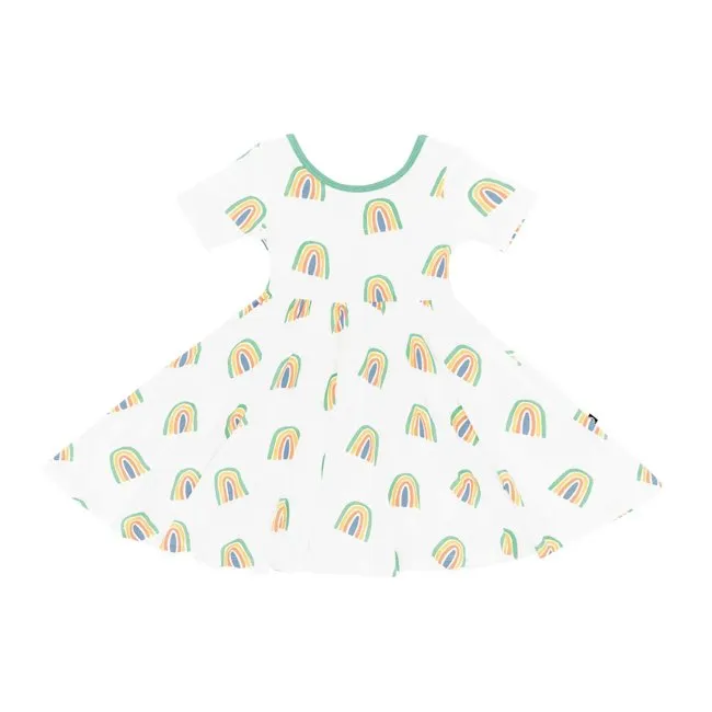 Kyte Baby Printed Twirl Dress in Wasabi Rainbow