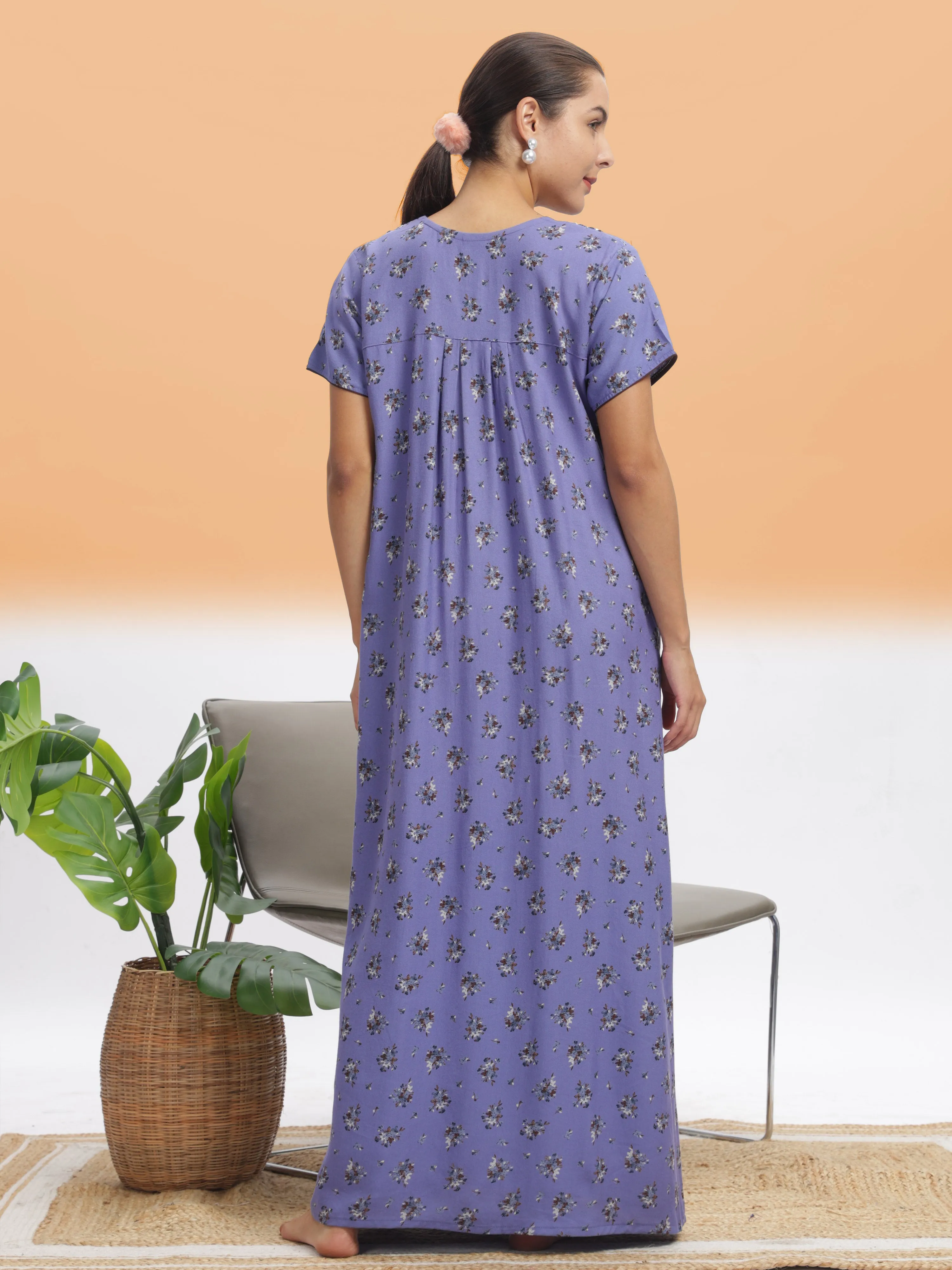 Lavender Blossom Alpine Maxi Nighty - Premium Nightwear for All Seasons