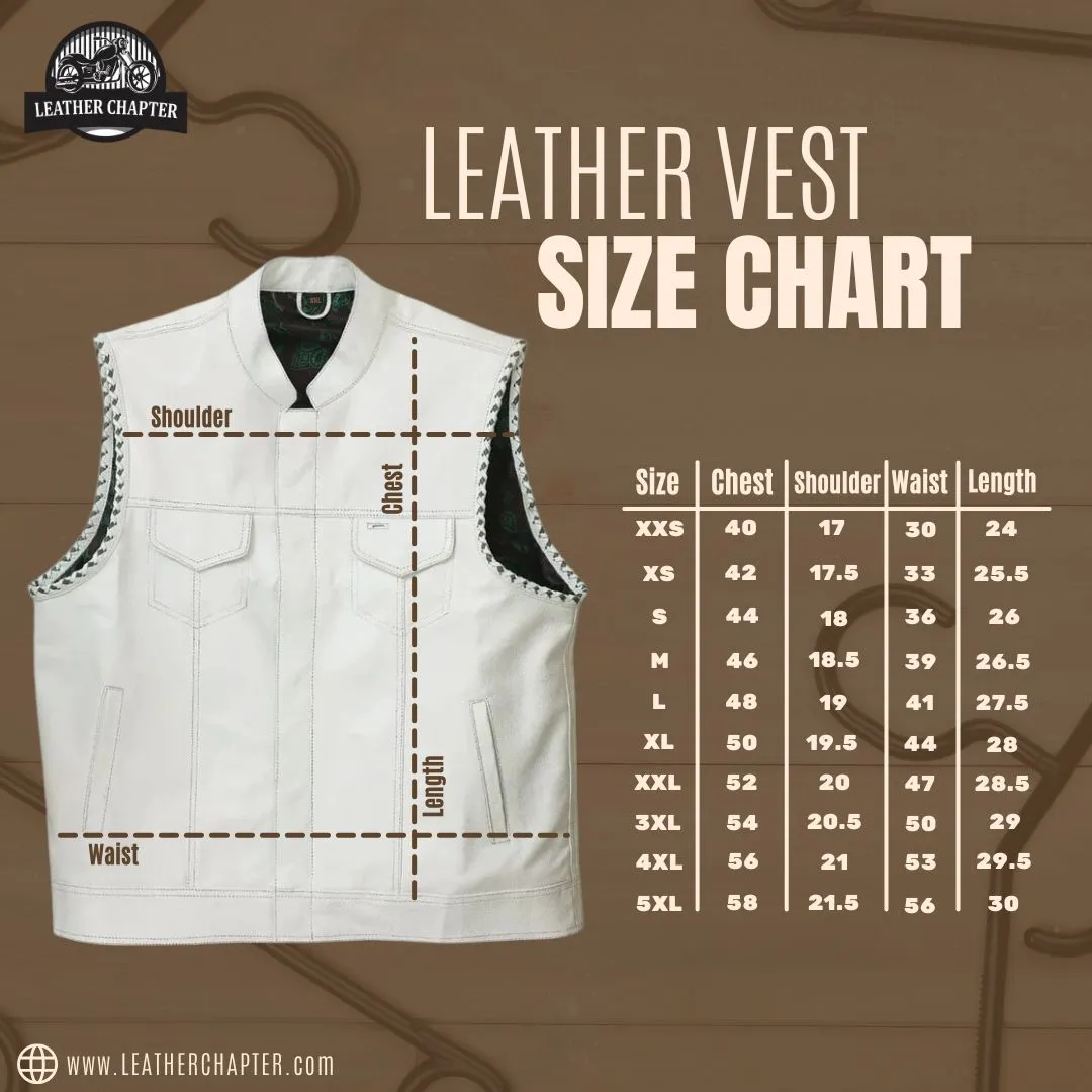 Leather Vest Mens Vest Son Of Anarchy Custom Builder Vest Motorcycle Biker Leather Vest