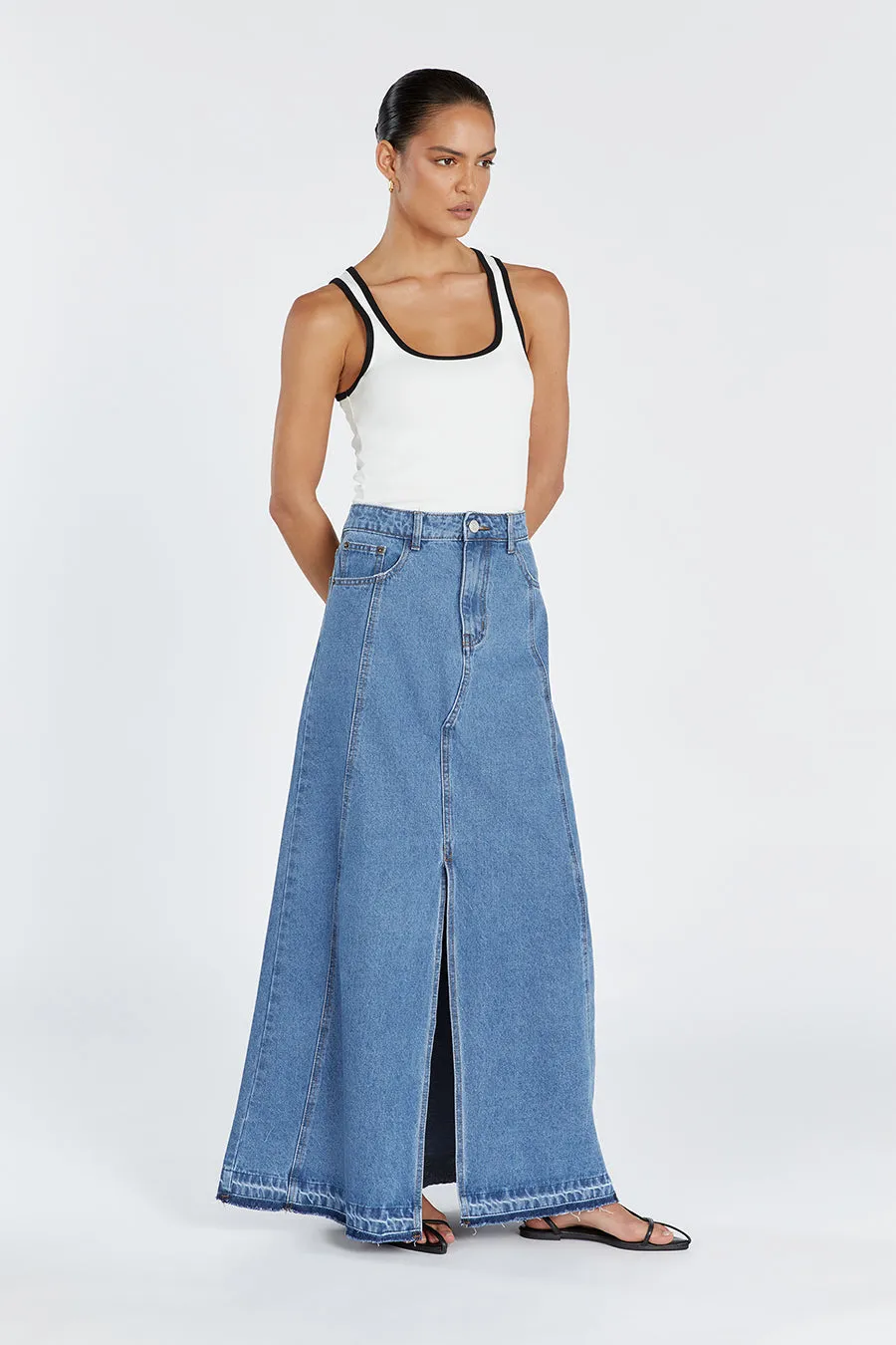 LENNON VINTAGE BLUE DENIM MAXI SKIRT