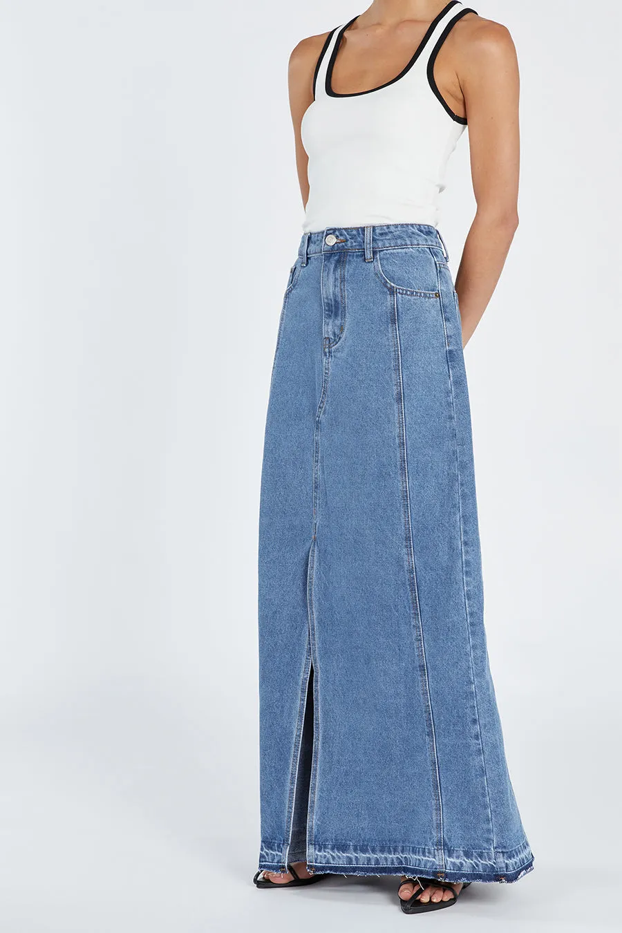 LENNON VINTAGE BLUE DENIM MAXI SKIRT