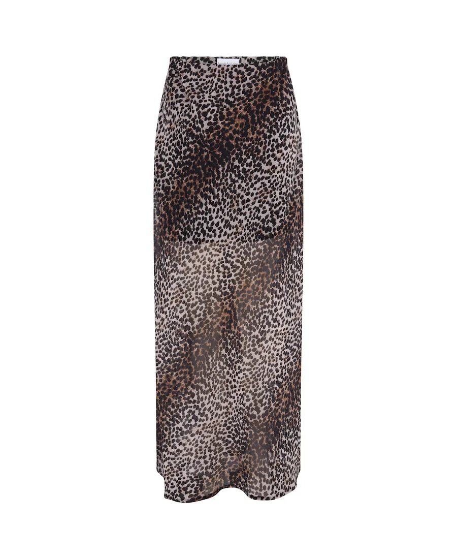 Leopard Chiffon Maxi Skirt