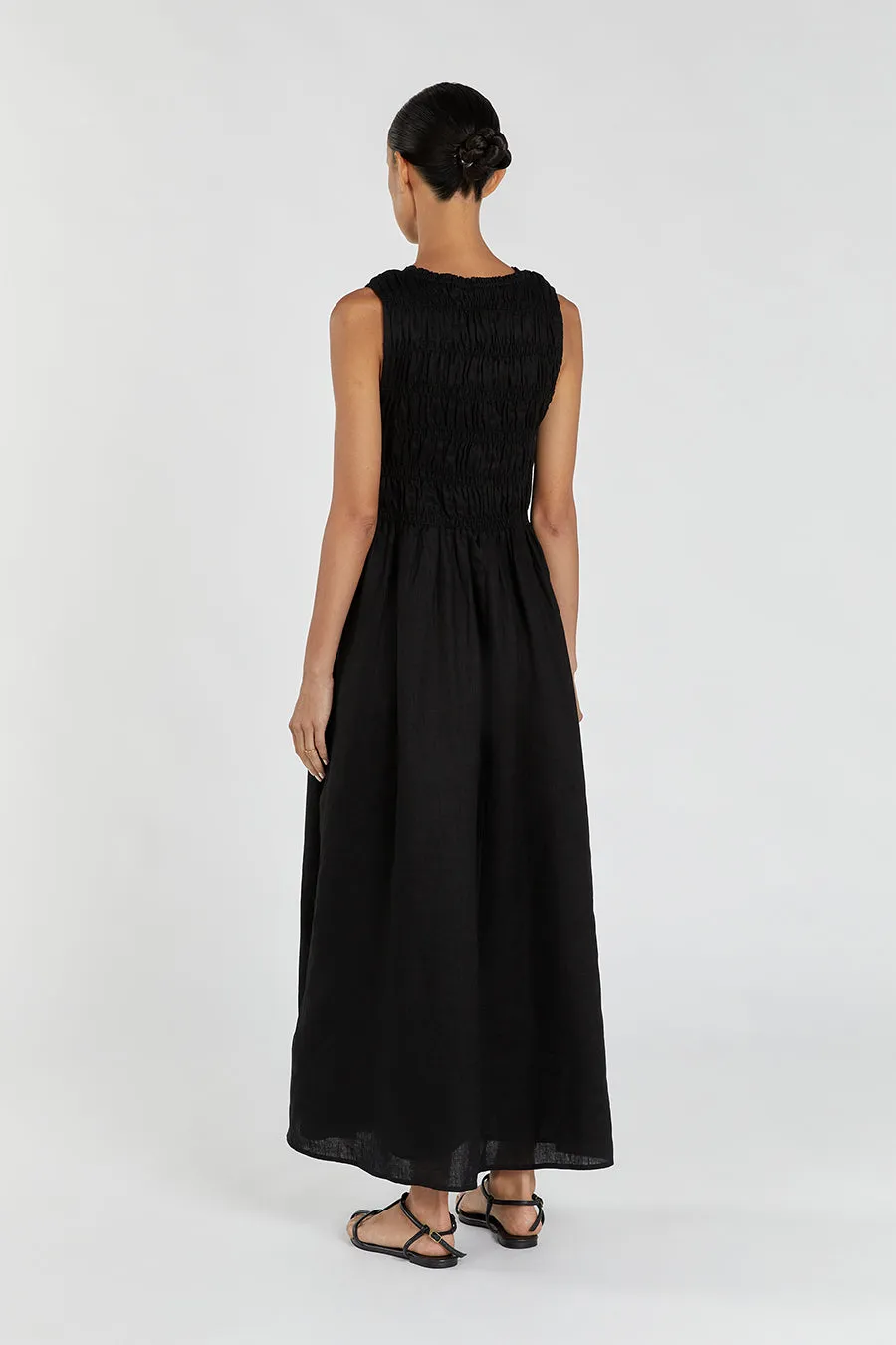 LESSI BLACK LINEN MAXI DRESS