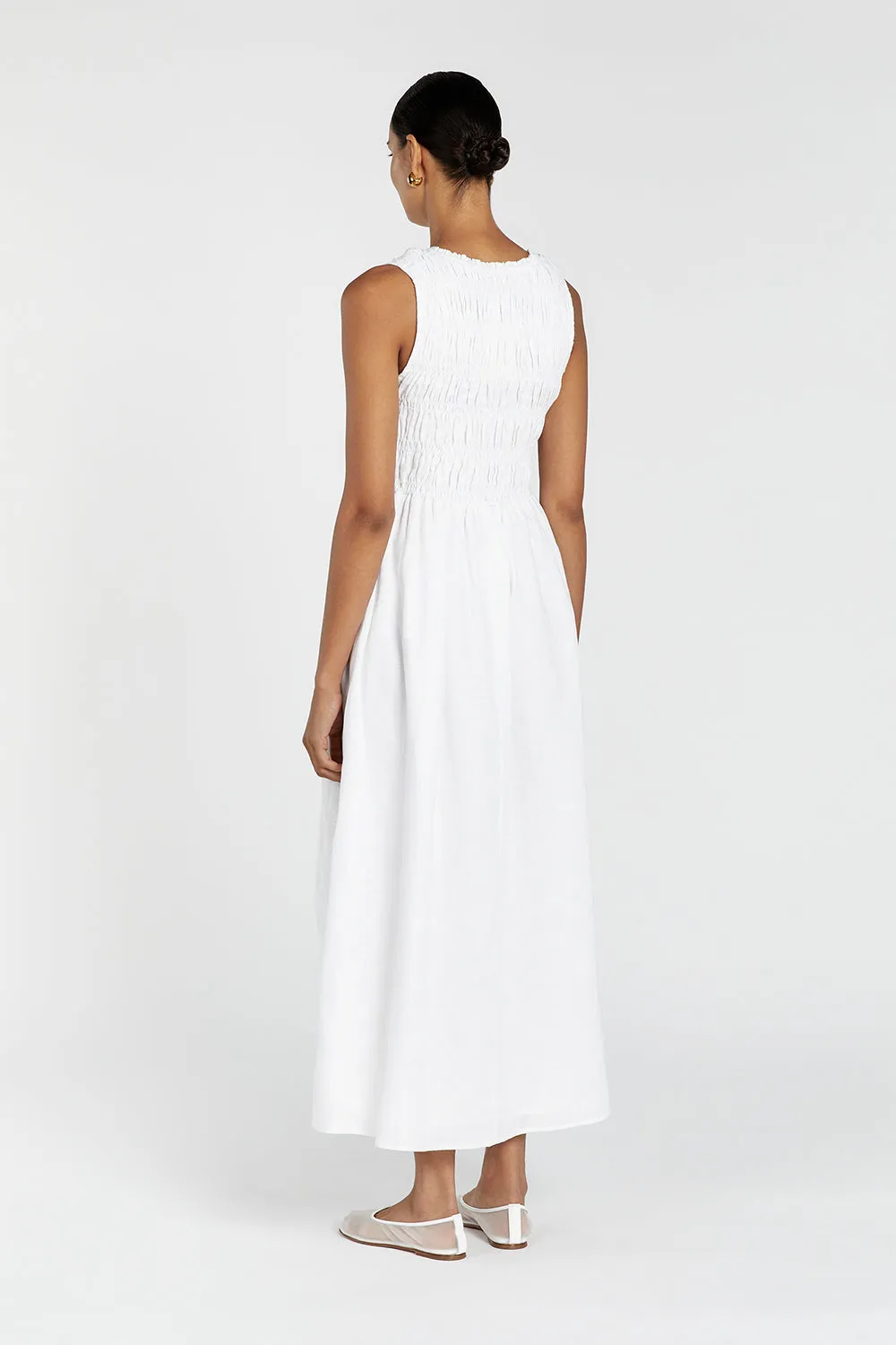 LESSI WHITE LINEN MAXI DRESS