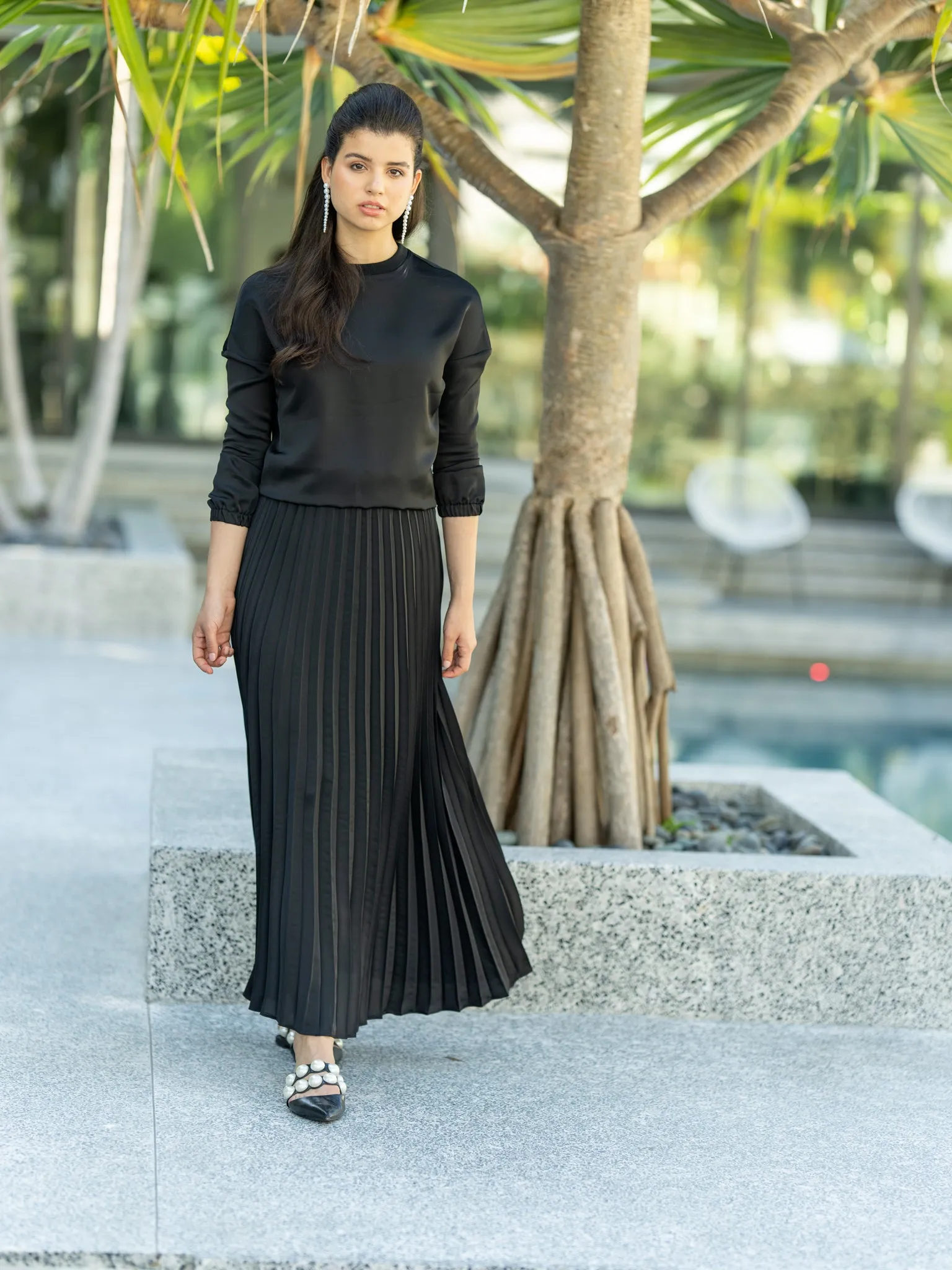 Level Collection Accordion Pleat Maxi Skirt