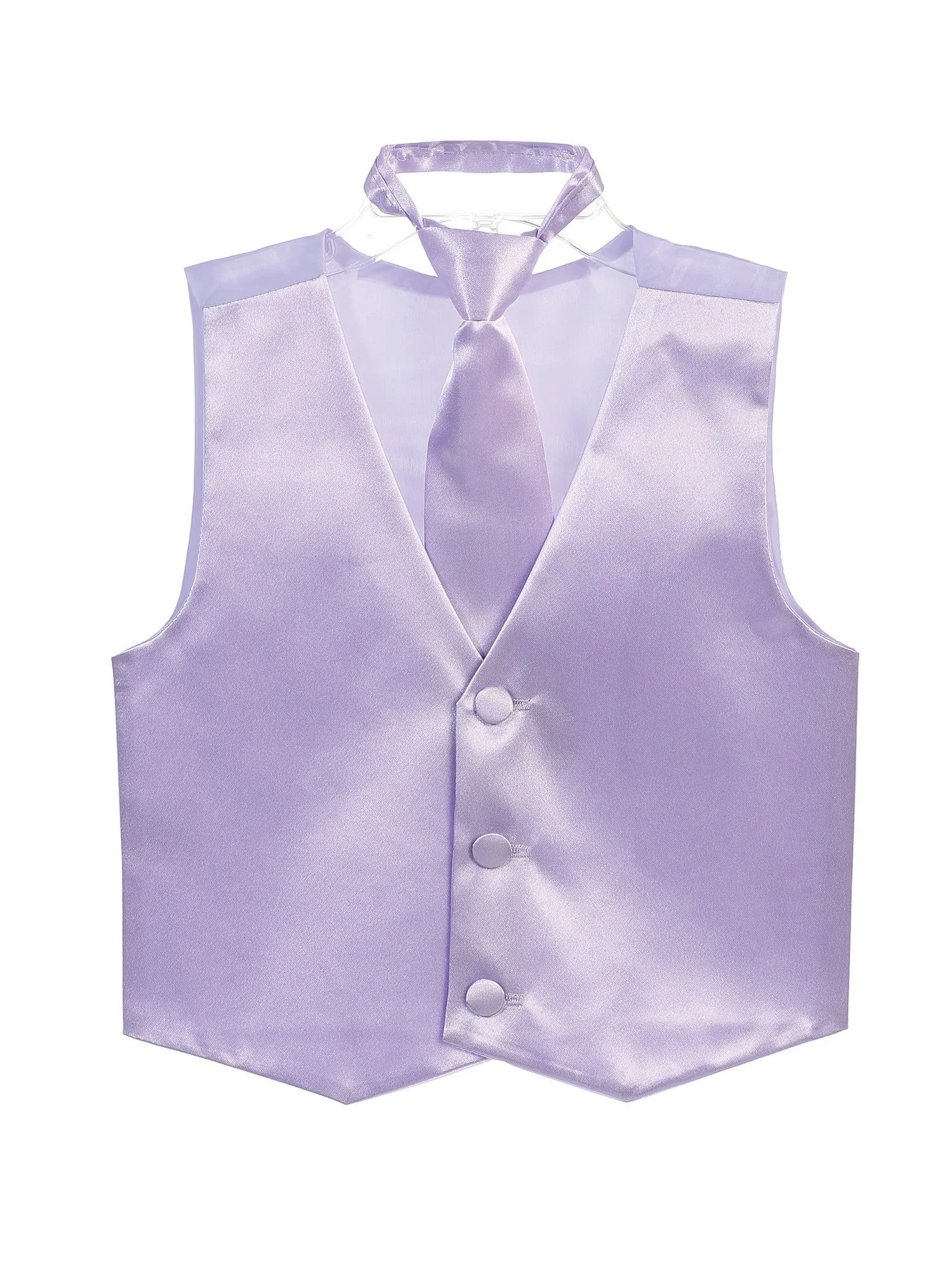 Little Boys Lilac Three Button Satin Vest Tie 2 Pc Set 2-6