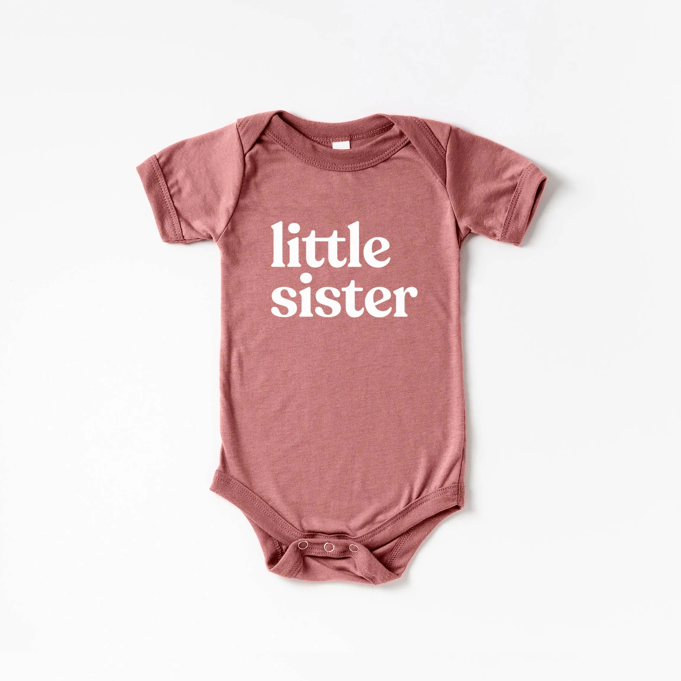 Little Sister Modern Baby Bodysuit/Mauve Pink