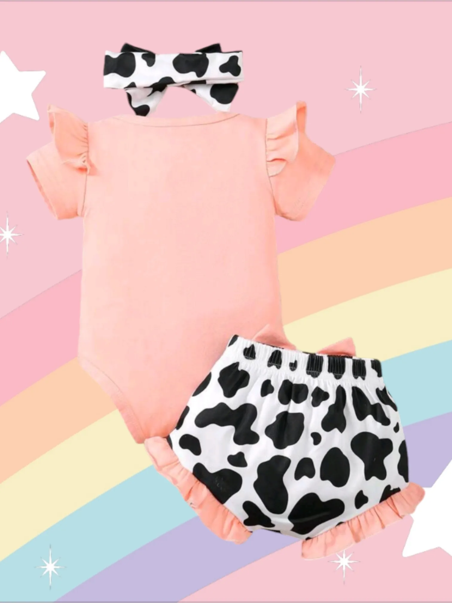 Little Sister Romper with Cow Shorts and Headband #1000812