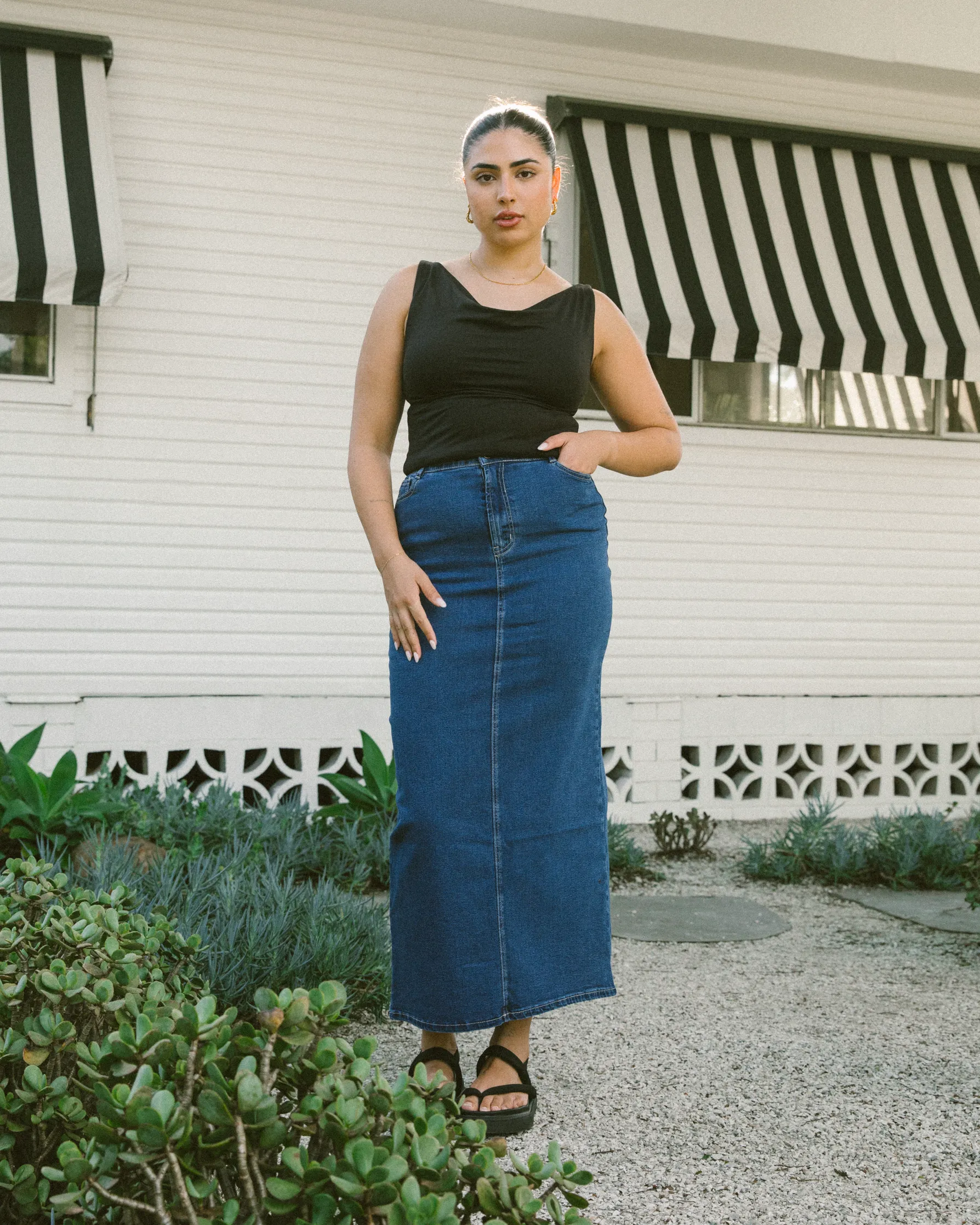 Lola Denim Maxi Skirt | Blue Denim