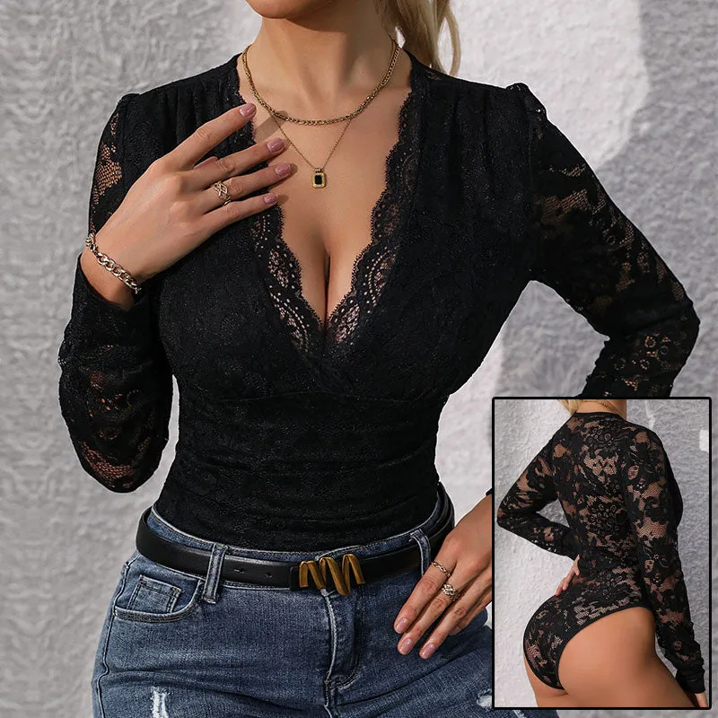 Long Sleeve Bodysuit  Women's Lace Up