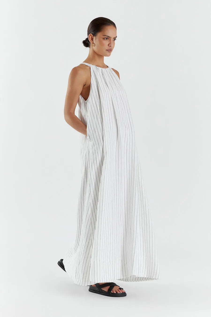 MARCEL WHITE HIGH NECK MAXI DRESS