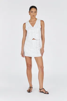 MARCEL WHITE PINSTRIPE LINEN SKORT