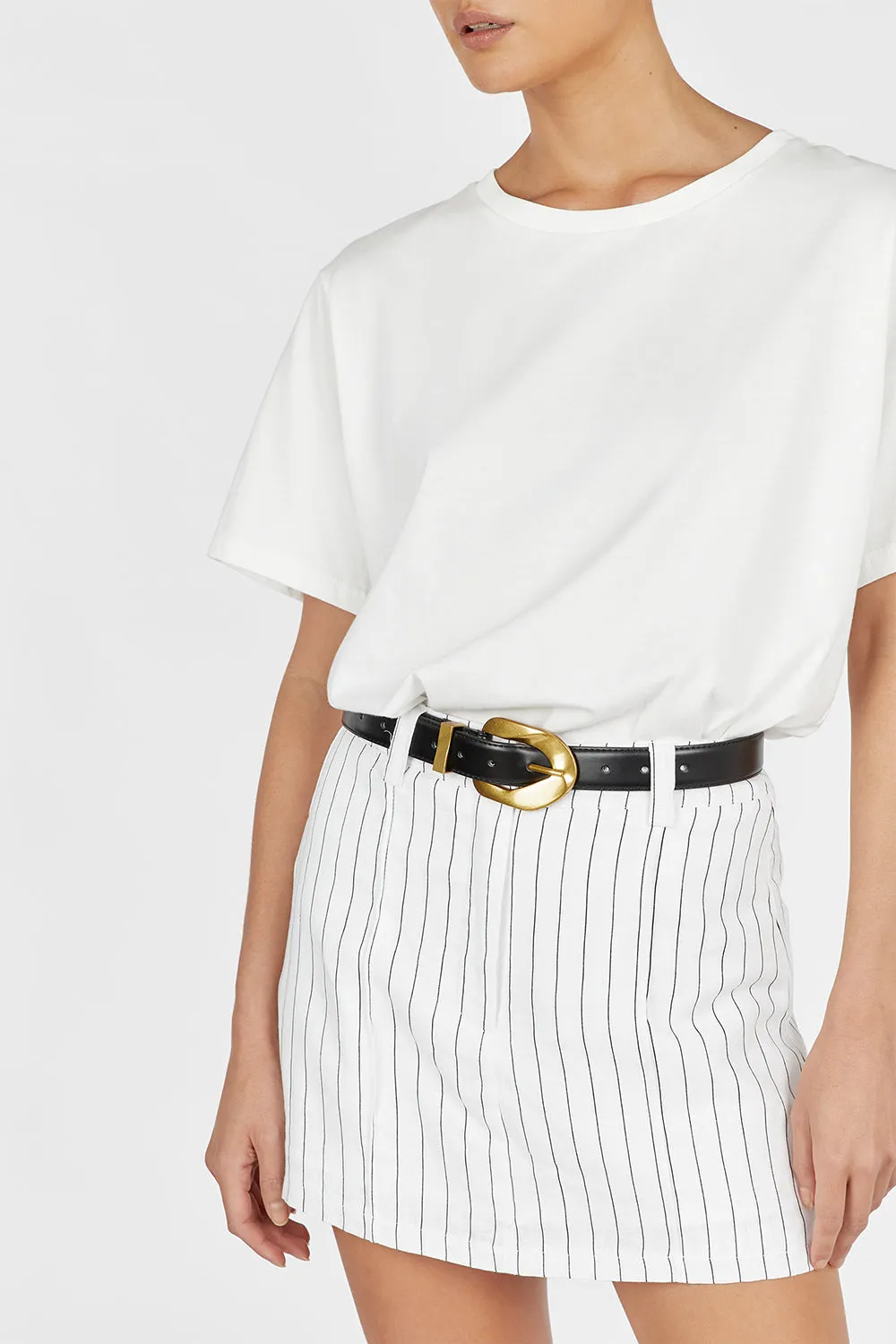 MARCEL WHITE PINSTRIPE LINEN SKORT