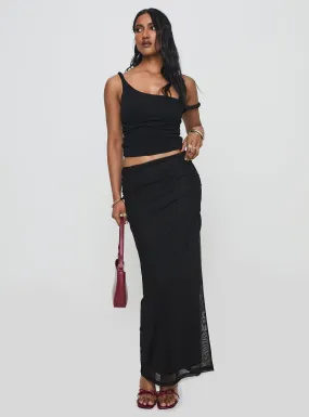 Mastermind Ruched Maxi Skirt Black