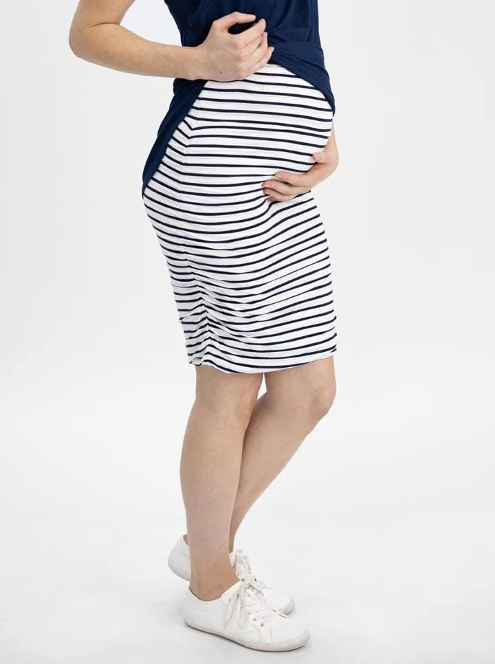 Maternity Fitted Skirt in Bamboo Black stripes