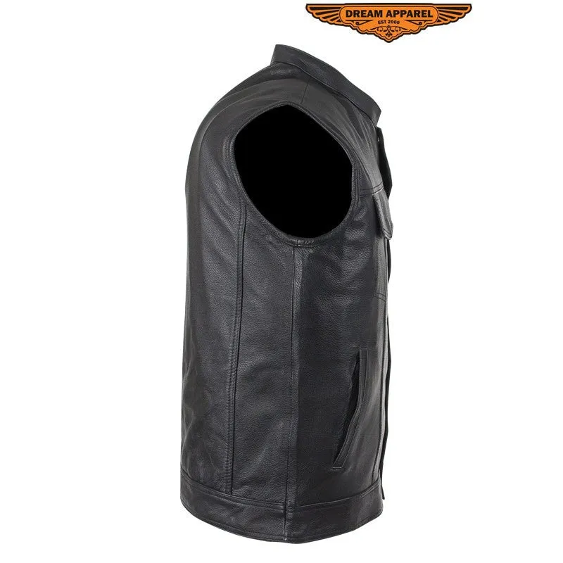 Mens Motorcycle Club Vest With Black Line