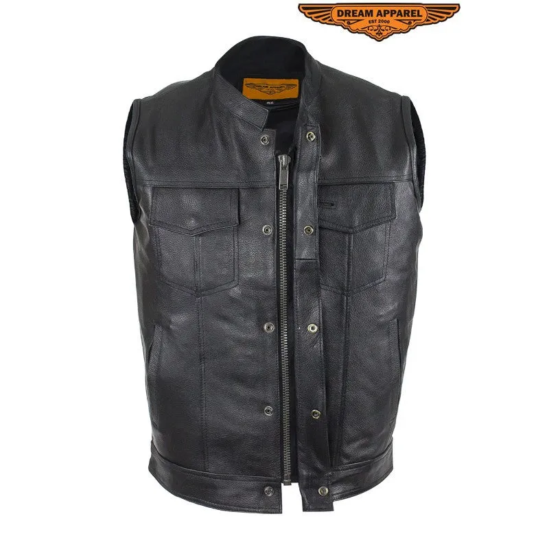 Mens Motorcycle Club Vest With Black Line