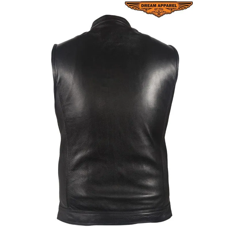 Mens Motorcycle Club Vest With Black Line