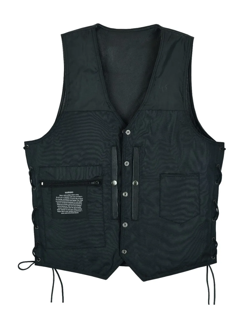 Mens Vest With Side Laces Conceal Carry Pockets