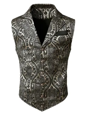 Mens Victorian Suit Vest Paisley Vintage Steampunk Gothic Waistcoat Vest