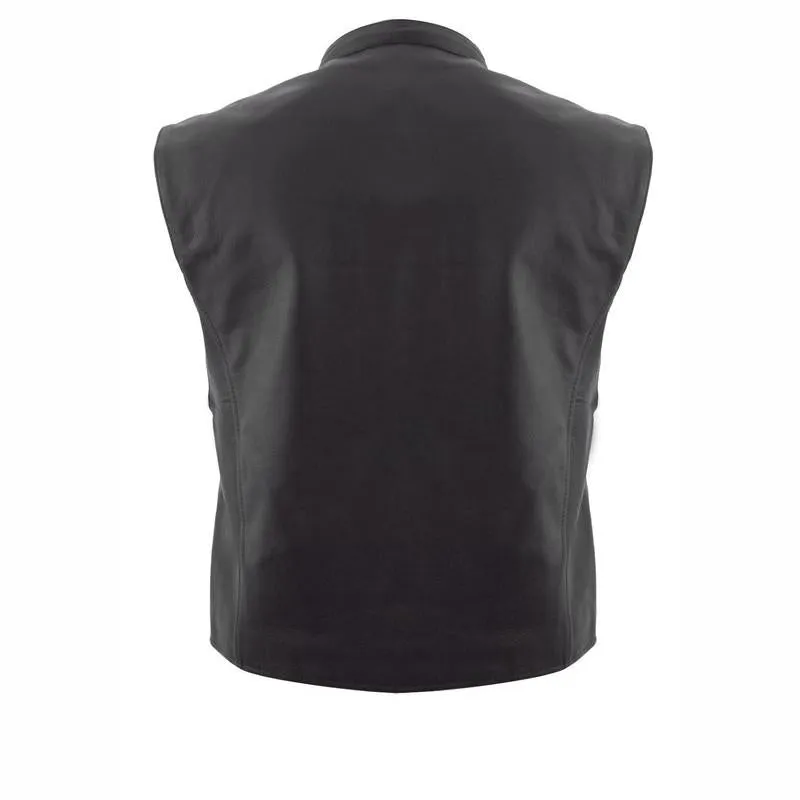 Men's Zip Front Club Patch Vest Black