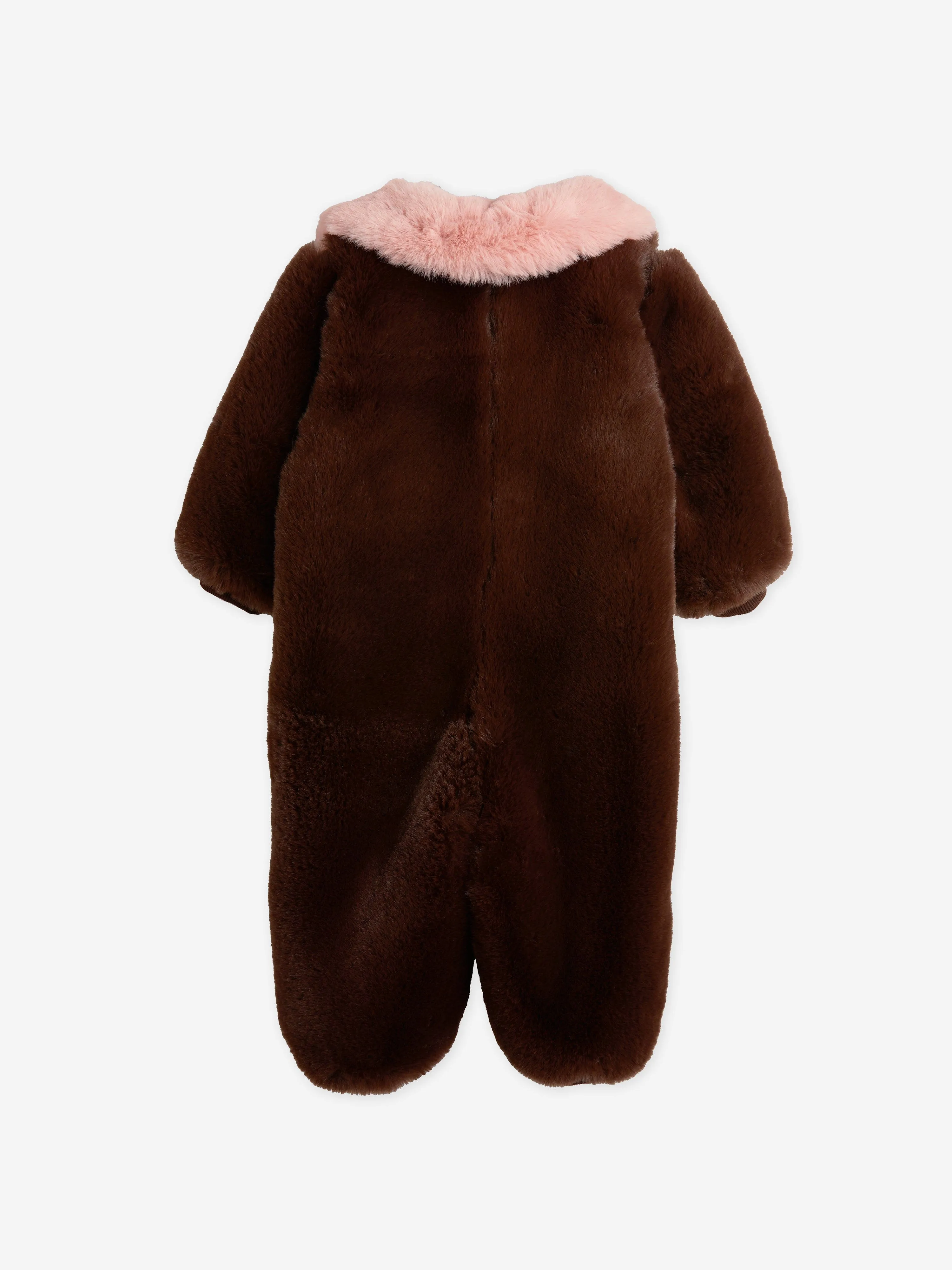 Mini Rodini Baby Girls Faux Fur Romper in Brown