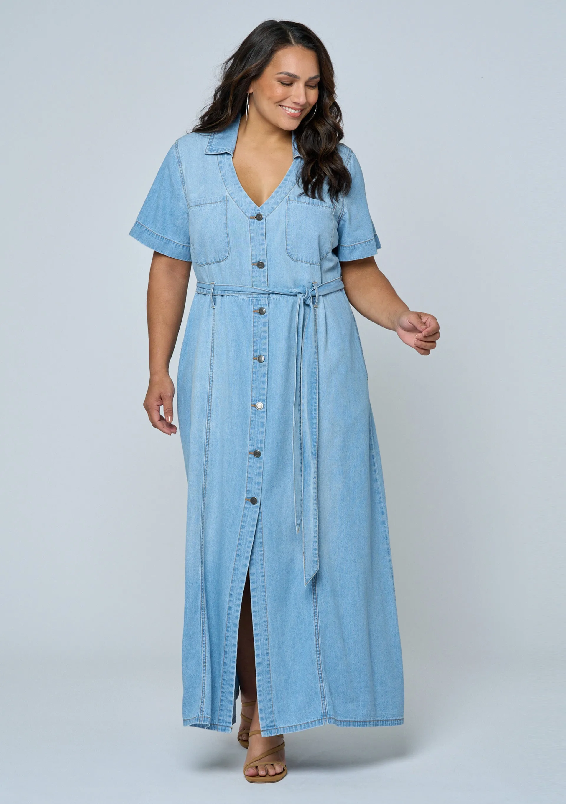 Naomi Chambray Maxi Dress