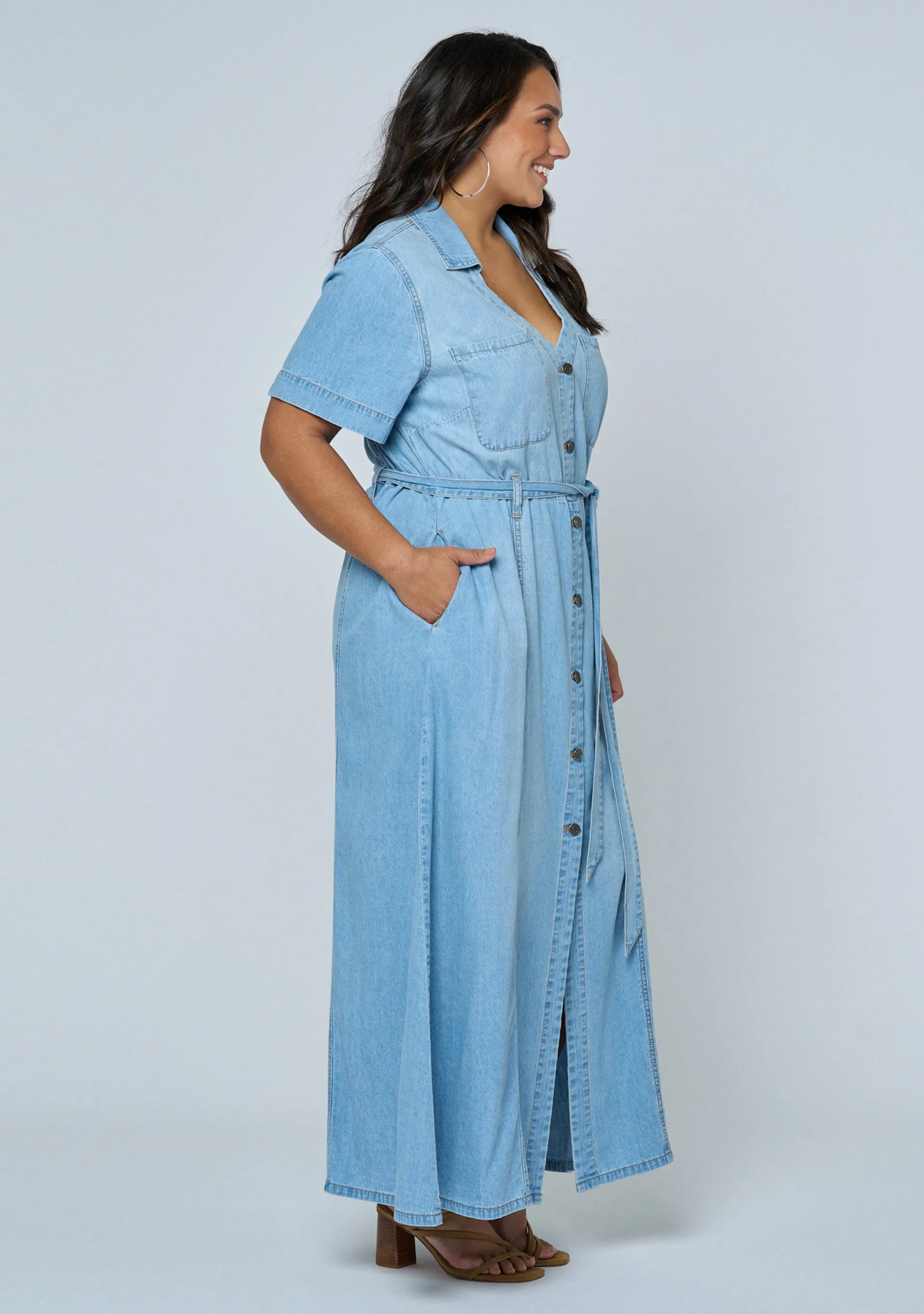 Naomi Chambray Maxi Dress