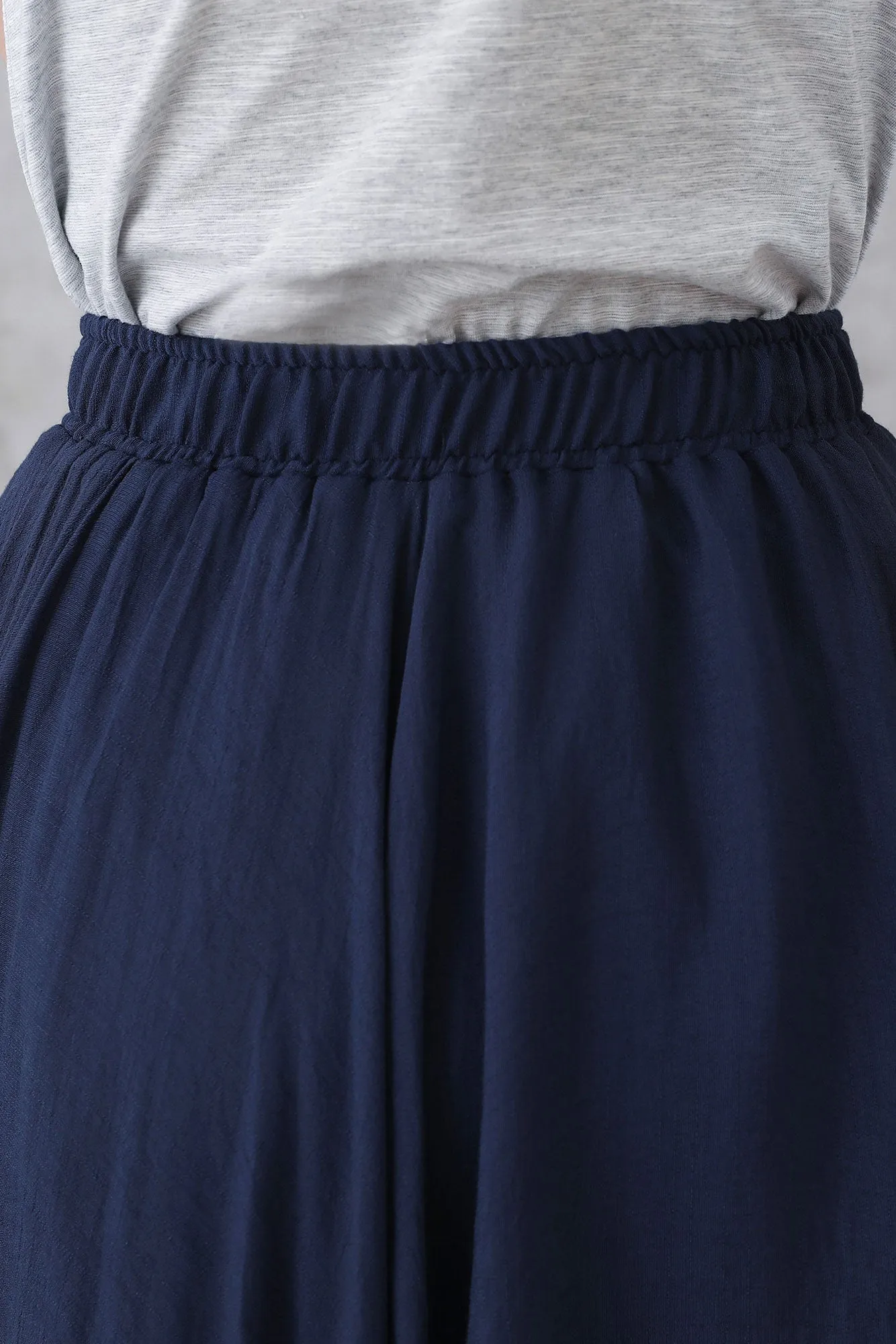 Navy blue Linen Maxi Skirt 3299